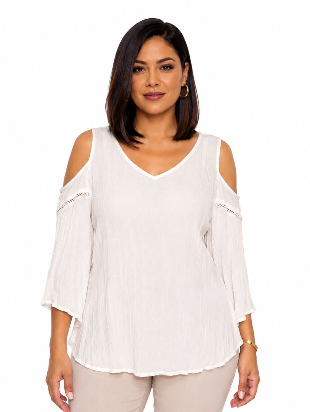 Chic White Cold Shoulder Blouse